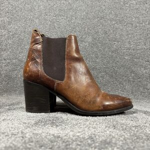 Steve Madden Brown Leather Pistol Booties Heels Ankle Boots Women’s Size 9